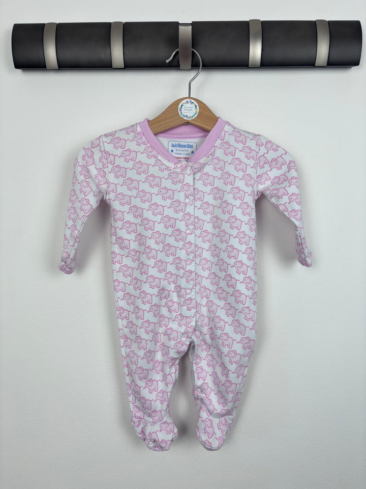 JoJo Maman Bébé Pink Elephant Sleepsuit 0-3 Months-Sleepsuits-Second Snuggle Preloved