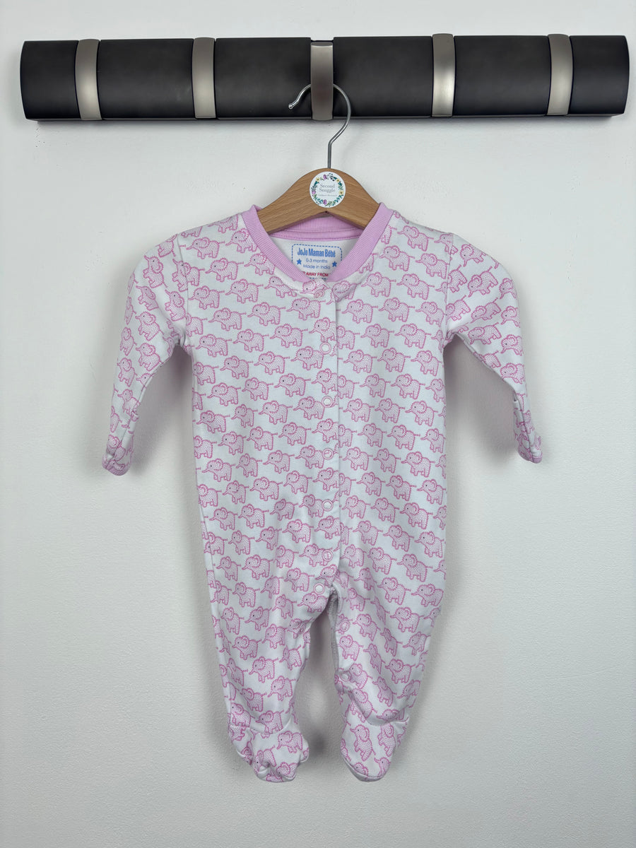JoJo Maman Bébé Pink Elephant Sleepsuit 0-3 Months-Sleepsuits-Second Snuggle Preloved