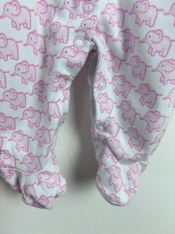JoJo Maman Bébé Pink Elephant Sleepsuit 0-3 Months-Sleepsuits-Second Snuggle Preloved