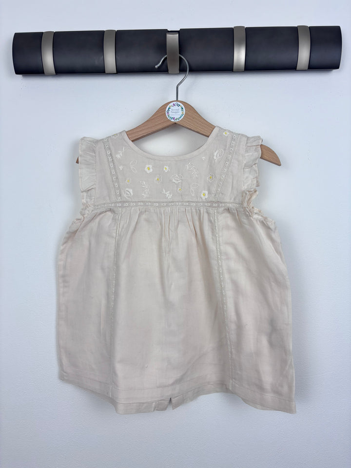 Mini Boden Embroidered Cream Blouse 3-4 Years-Tops-Second Snuggle Preloved