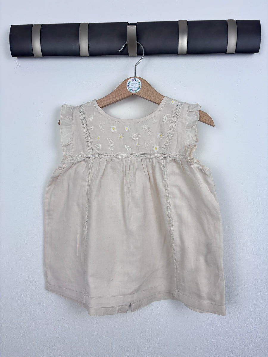 Mini Boden Embroidered Cream Blouse 3-4 Years-Tops-Second Snuggle Preloved