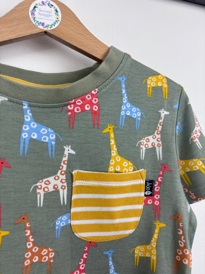 JoJo Maman Bébé Giraffe Print T-Shirt 5-6 Years-Tops-Second Snuggle Preloved