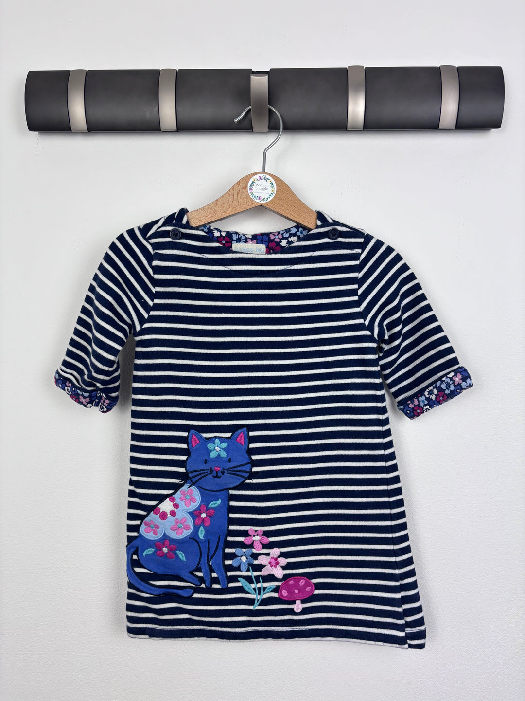 JoJo Maman Bébé Striped Cat Dress 12-18 Months-Dresses-Second Snuggle Preloved