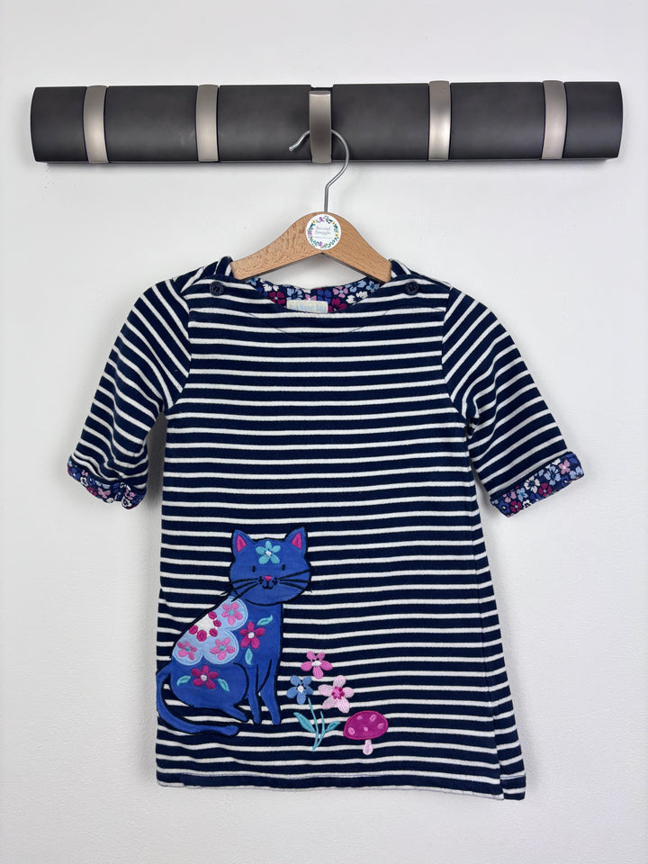 JoJo Maman Bébé Striped Cat Dress 12-18 Months-Dresses-Second Snuggle Preloved