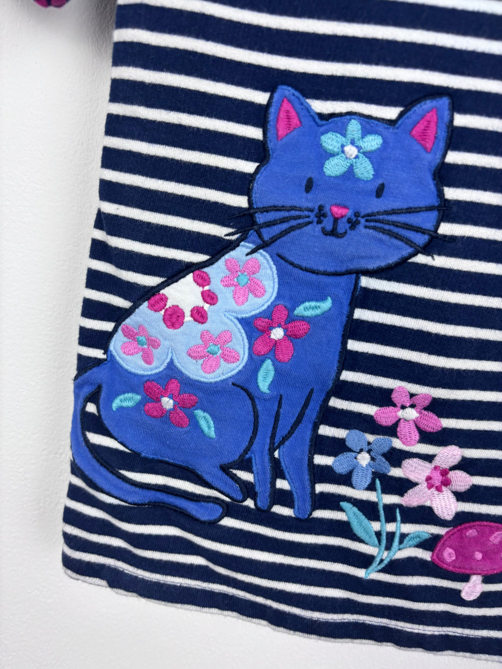JoJo Maman Bébé Striped Cat Dress 12-18 Months-Dresses-Second Snuggle Preloved
