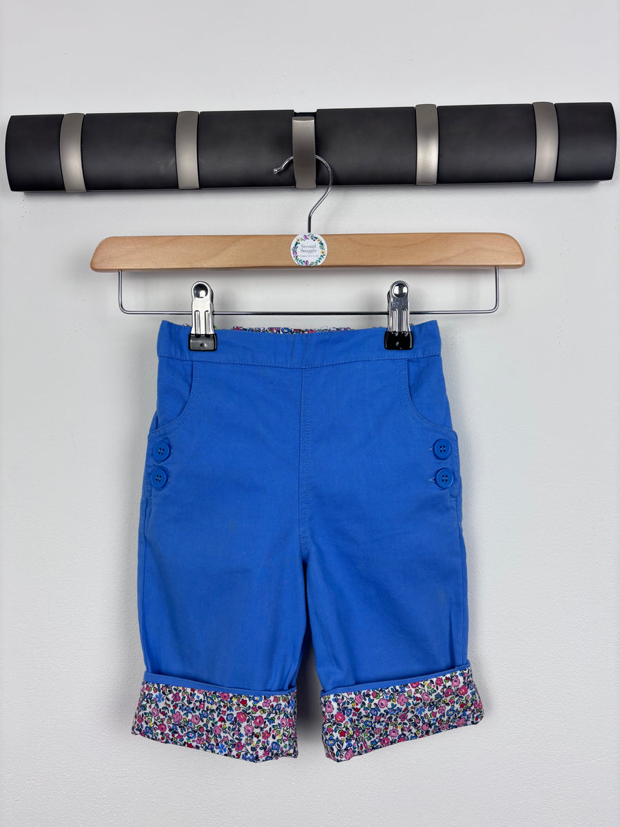 JoJo Maman Bébé Blue Floral Turn-Up Shorts 18-24 Months-Shorts-Second Snuggle Preloved