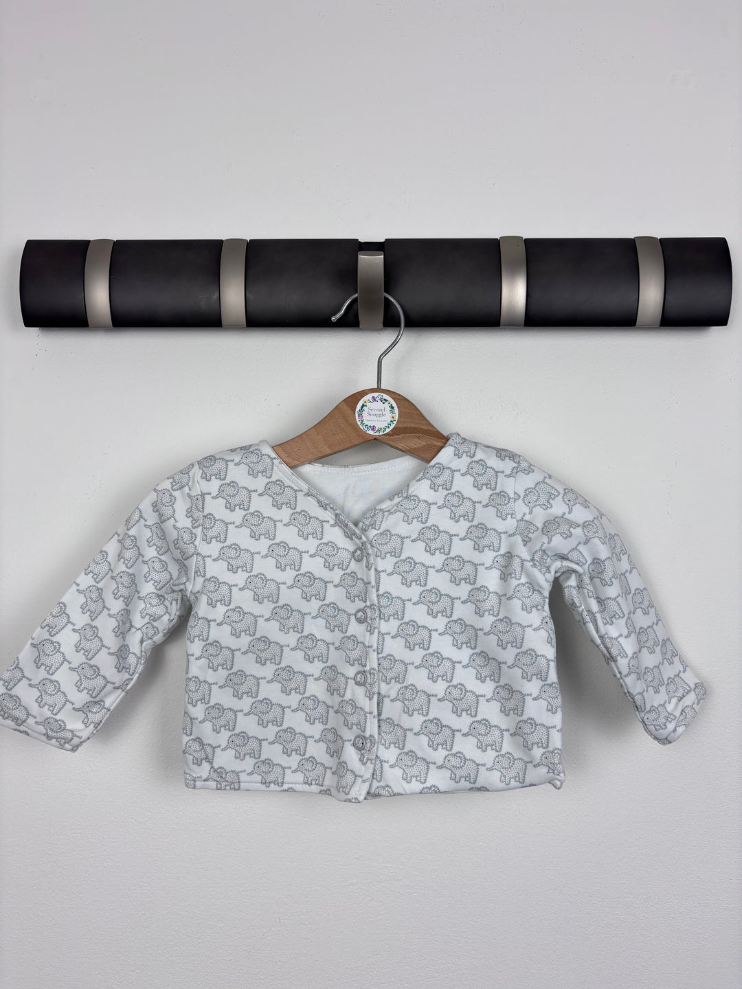 JoJo Maman Bébé Elephant Print Cardigan 0-3 Months-Cardigans-Second Snuggle Preloved