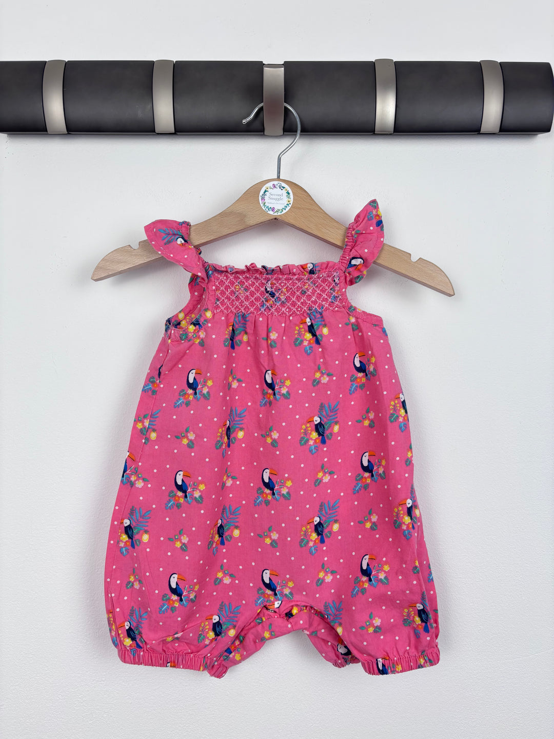 JoJo Maman Bébé Pink Toucan Romper 0-3 Months-Rompers-Second Snuggle Preloved