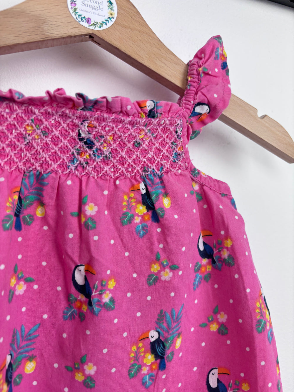 JoJo Maman Bébé Pink Toucan Romper 0-3 Months-Rompers-Second Snuggle Preloved