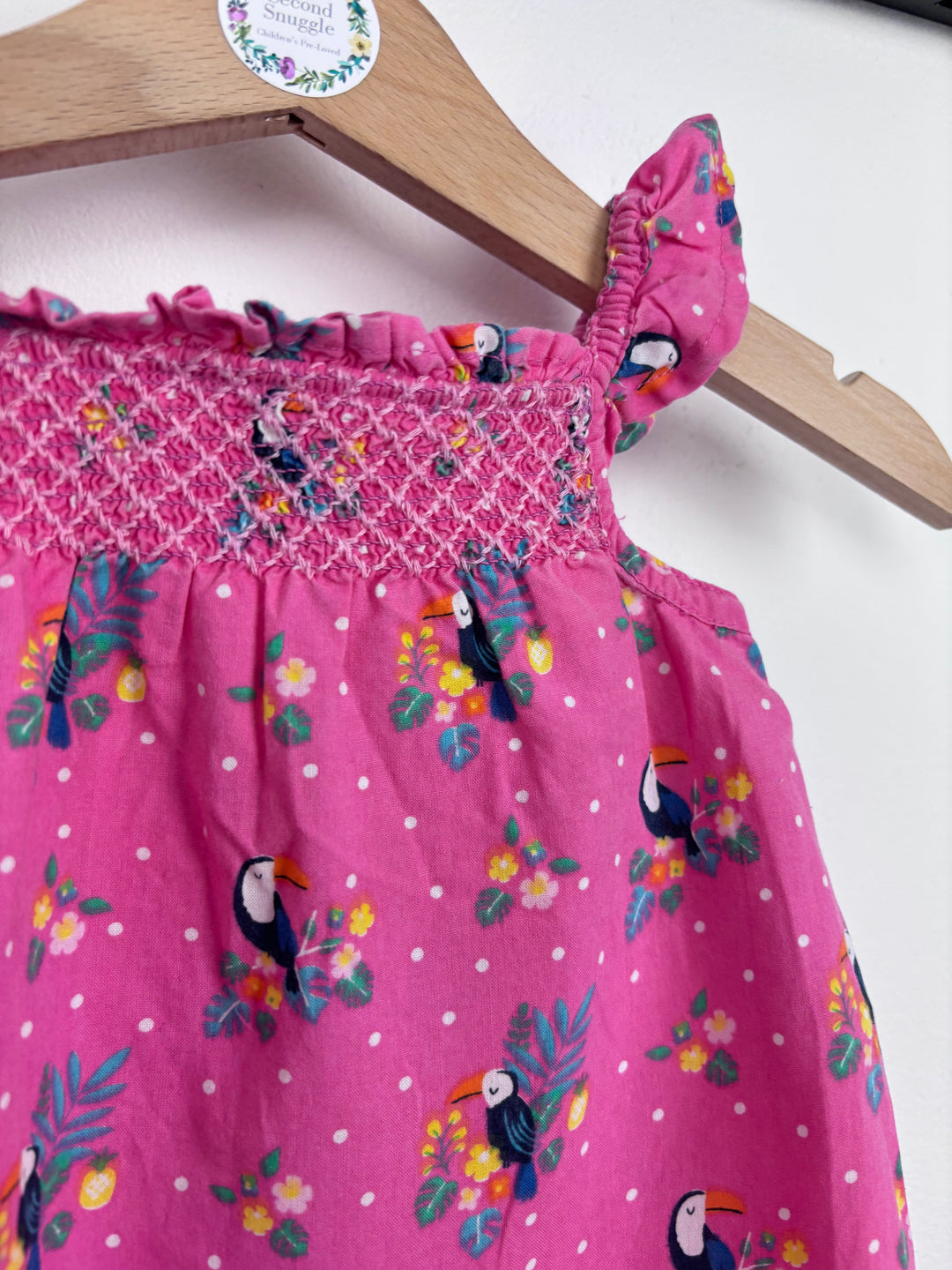 JoJo Maman Bébé Pink Toucan Romper 0-3 Months-Rompers-Second Snuggle Preloved
