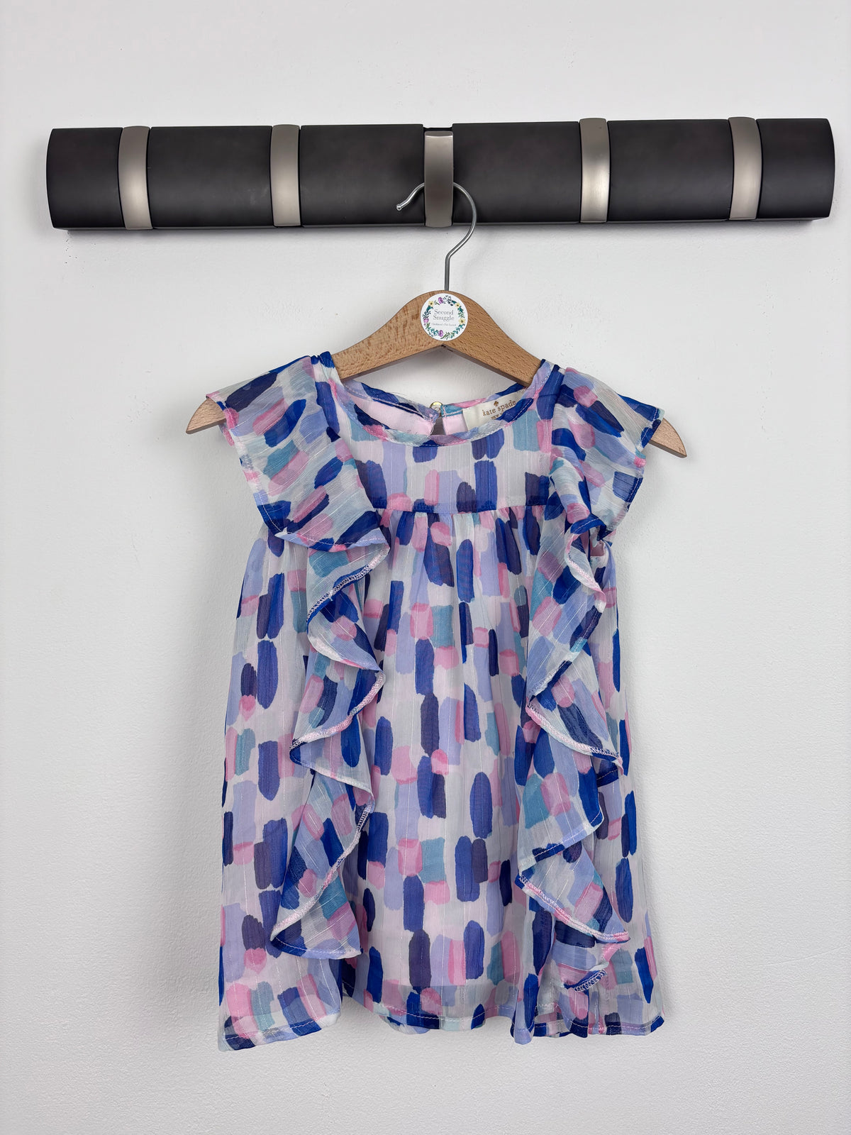 Kate Spade Blue Pink Ruffle Dress 18 Months-Dresses-Second Snuggle Preloved