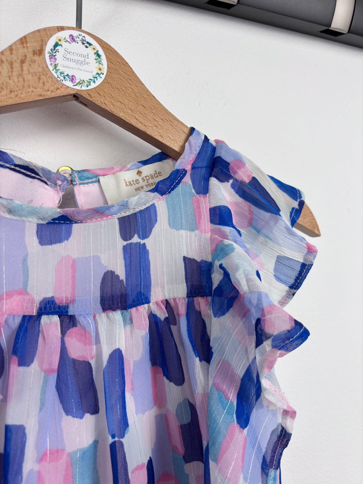 Kate Spade Blue Pink Ruffle Dress 18 Months-Dresses-Second Snuggle Preloved