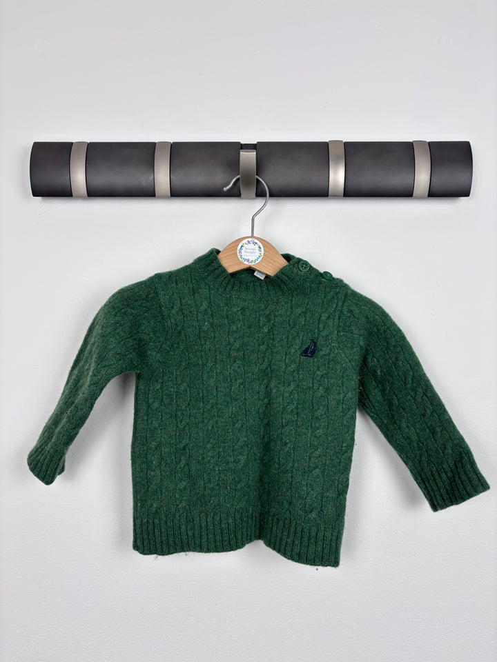 JoJo Maman Bébé Green Cable Knit Jumper 12-18 Months-Jumpers-Second Snuggle Preloved