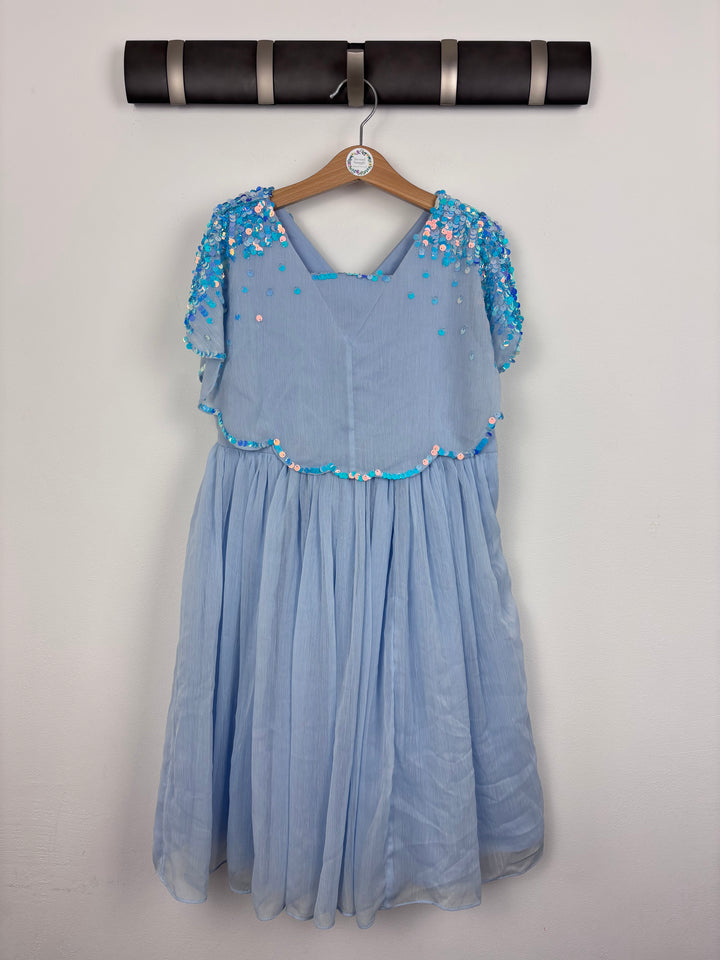 Monsoon Blue Sequin Occasion Dress 8 Years-Dresses-Second Snuggle Preloved
