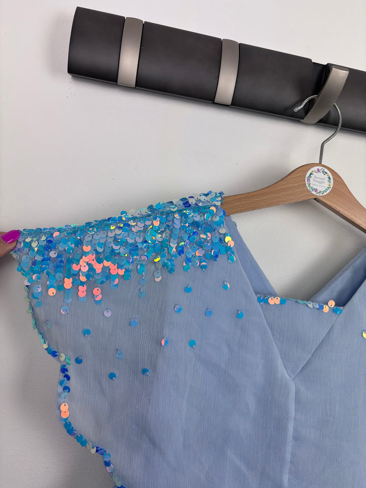 Monsoon Blue Sequin Occasion Dress 8 Years-Dresses-Second Snuggle Preloved