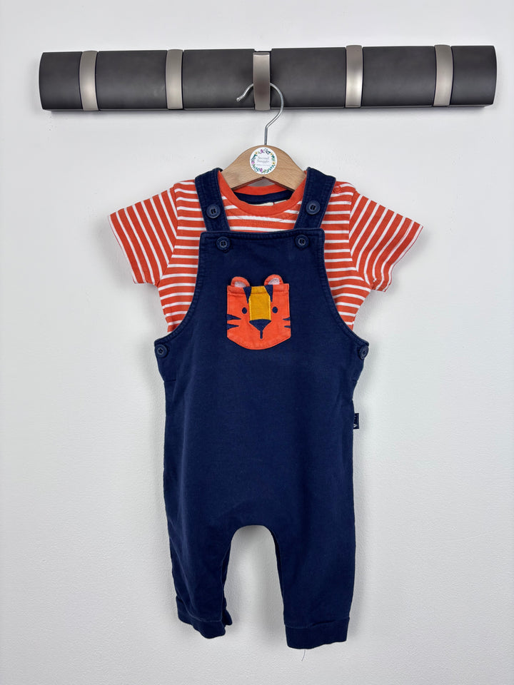 JoJo Maman Bébé Tiger Dungaree Set 3-6 Months-Dungarees-Second Snuggle Preloved