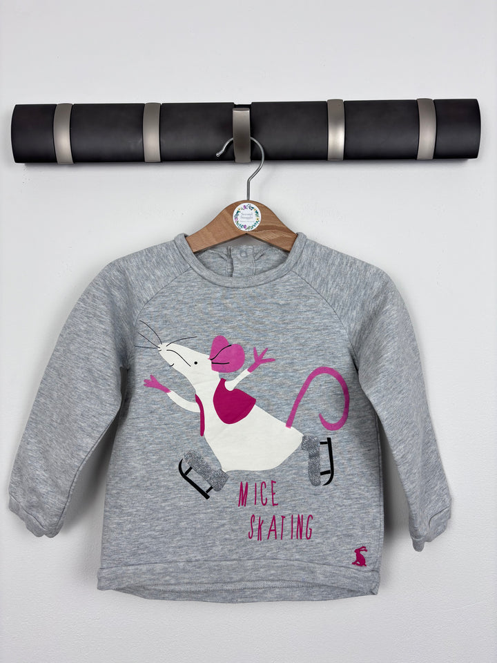 Joules Grey Mice Skating Jumper 2-3 Years-Jumpers-Second Snuggle Preloved