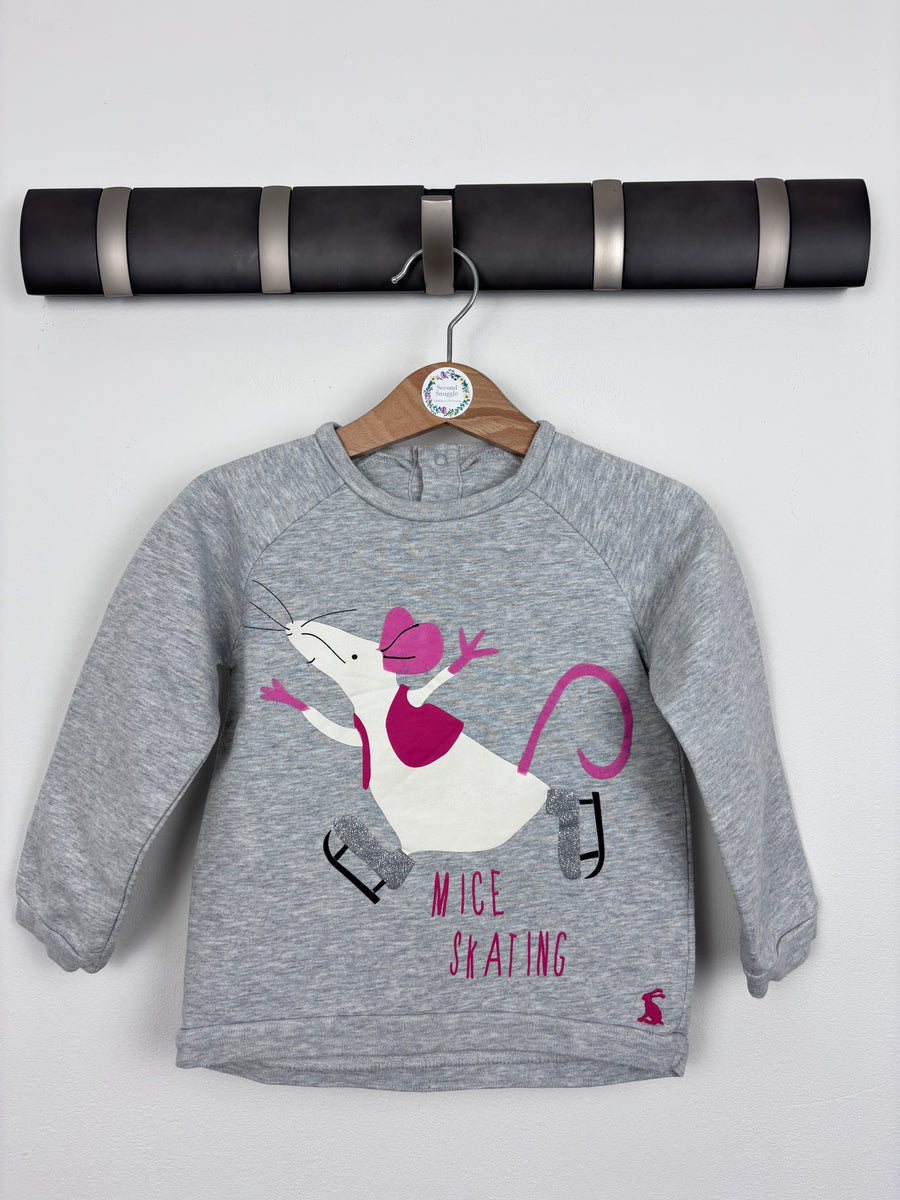 Joules Grey Mice Skating Jumper 2-3 Years-Jumpers-Second Snuggle Preloved