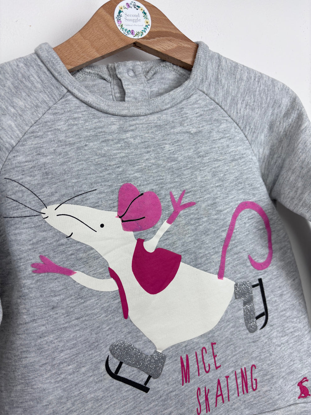 Joules Grey Mice Skating Jumper 2-3 Years-Jumpers-Second Snuggle Preloved