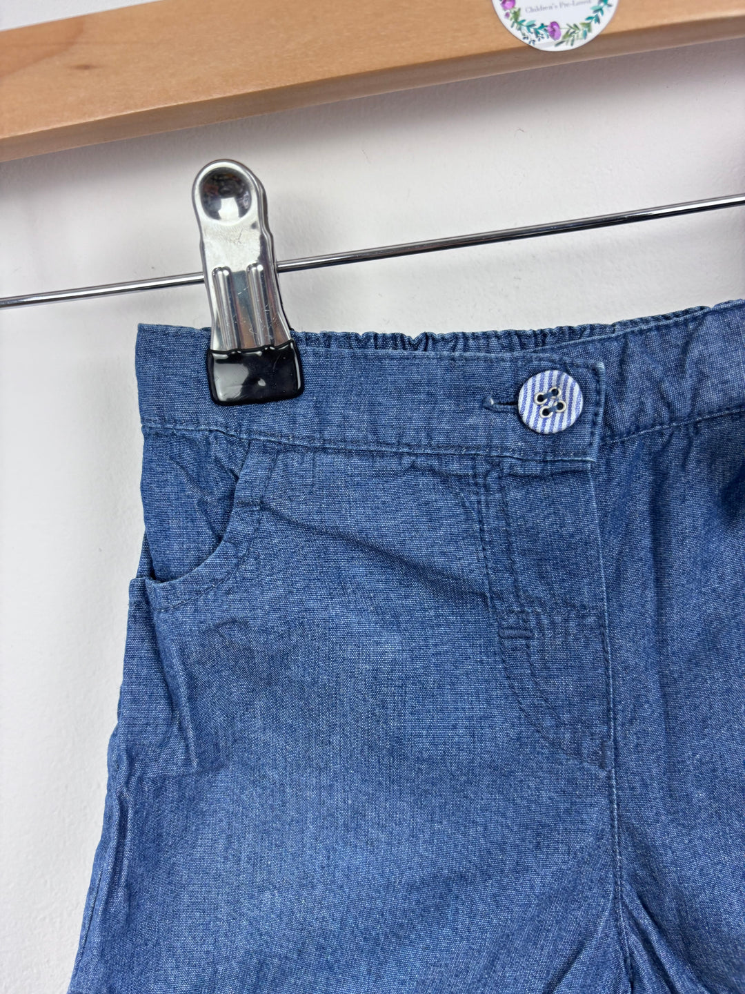 JoJo Maman Bébé Chambray Bow Shorts 6-12 Months-Shorts-Second Snuggle Preloved
