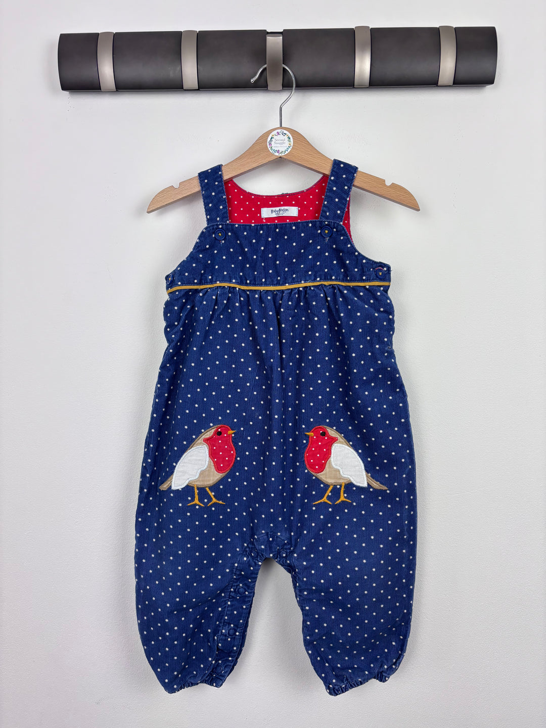 Baby Boden Cord Robin Appliqué Romper 12-18 Months-Dungarees-Second Snuggle Preloved