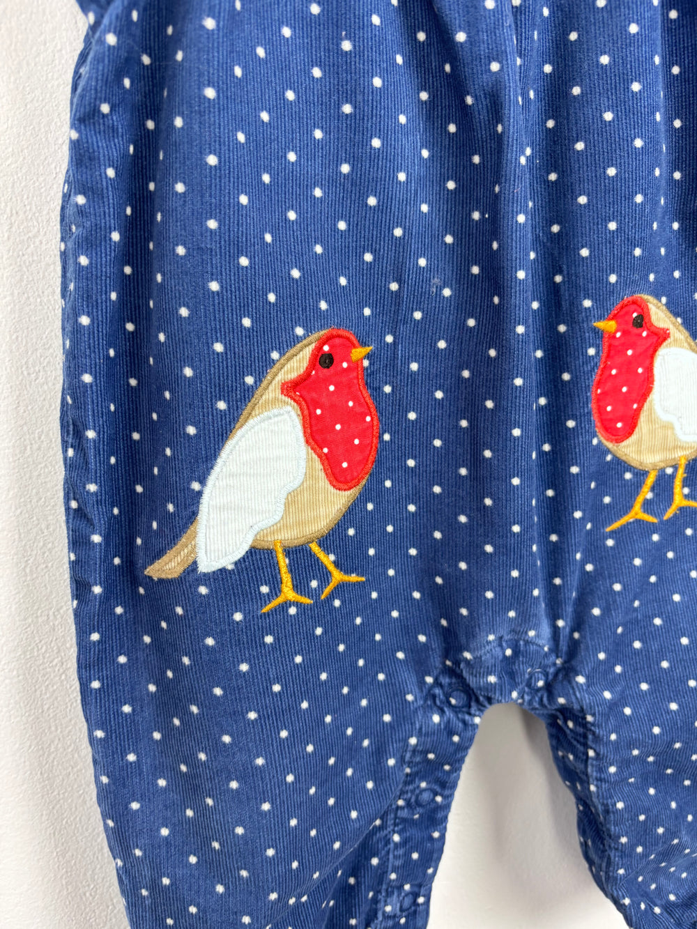 Baby Boden Cord Robin Appliqué Romper 12-18 Months-Dungarees-Second Snuggle Preloved
