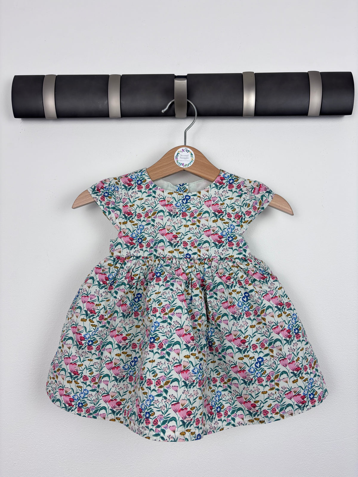 M&S White Floral Print Baby Dress 0-3 Months-Dresses-Second Snuggle Preloved
