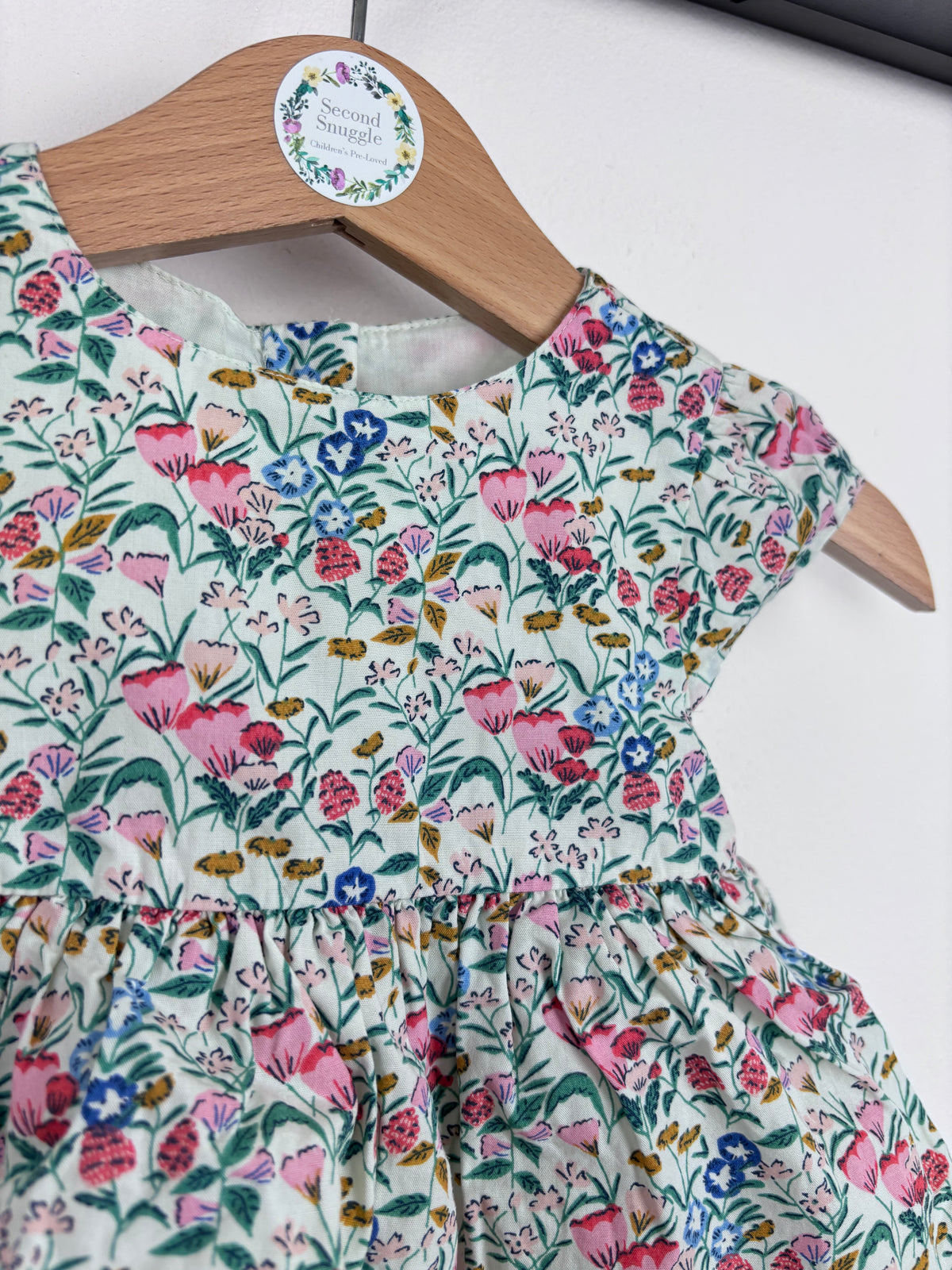 M&S White Floral Print Baby Dress 0-3 Months-Dresses-Second Snuggle Preloved