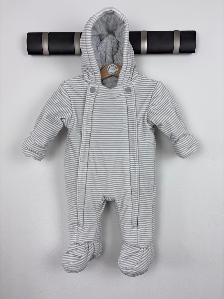 M&S Grey Stripe Pramsuit 0–3 Months-Pramsuits-Second Snuggle Preloved