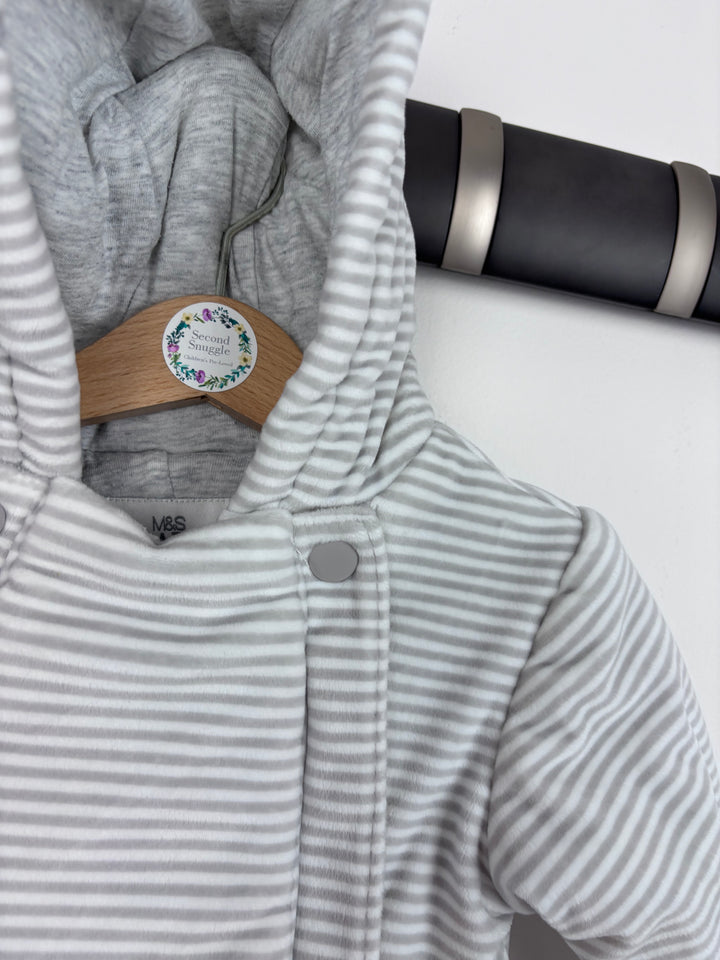 M&S Grey Stripe Pramsuit 0–3 Months-Pramsuits-Second Snuggle Preloved