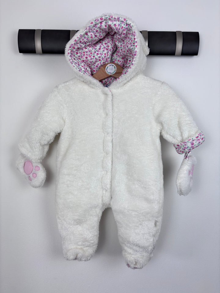 JoJo Maman Bébé White Bunny Pramsuit 0-3 Months-Pramsuits-Second Snuggle Preloved
