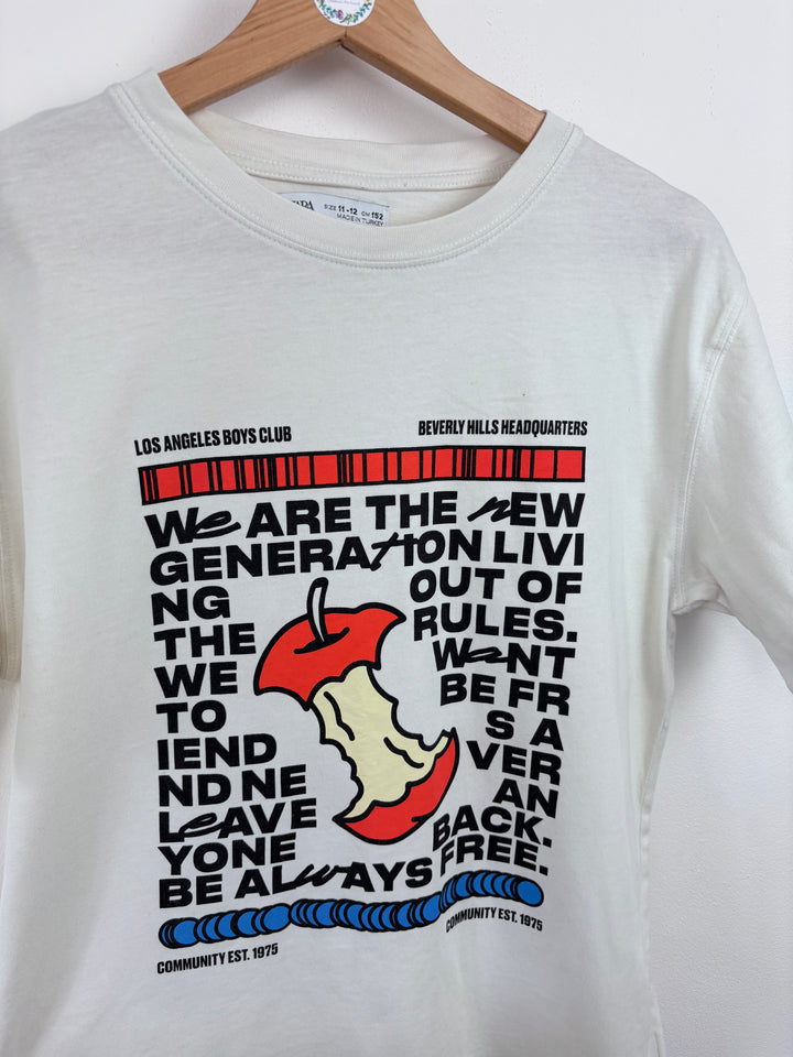 Zara Graphic Print T-Shirt 11–12 Years-Tops-Second Snuggle Preloved