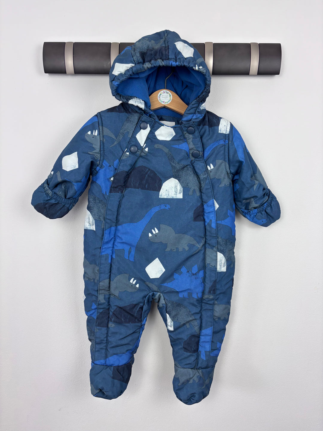 M&S Blue Dinosaur Snowsuit 3-6 Months-Snow Suits-Second Snuggle Preloved