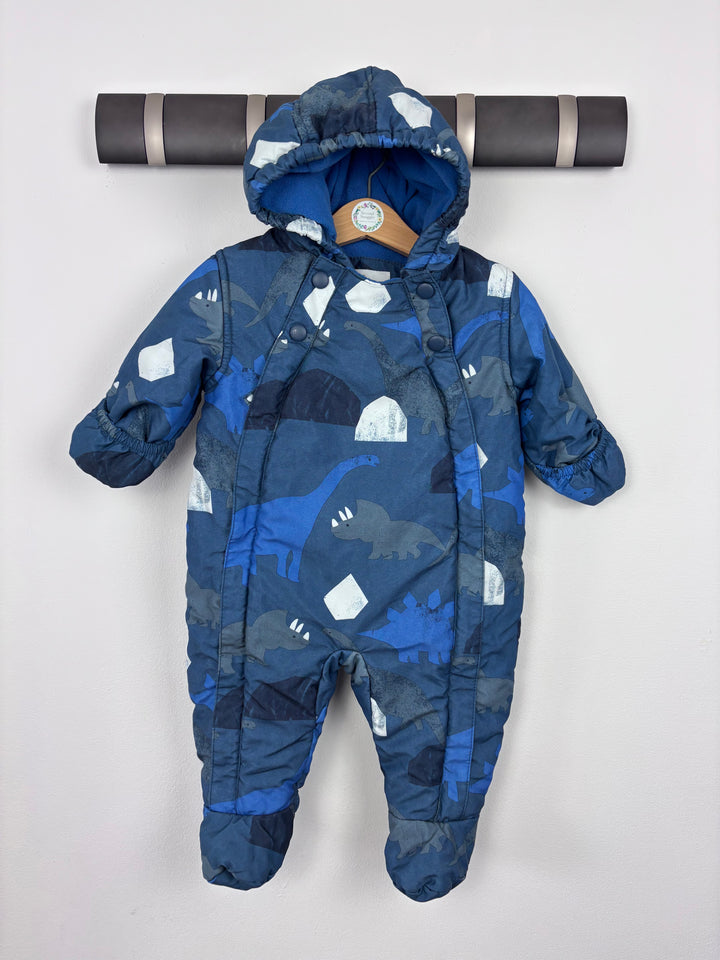 M&S Blue Dinosaur Snowsuit 3-6 Months-Snow Suits-Second Snuggle Preloved