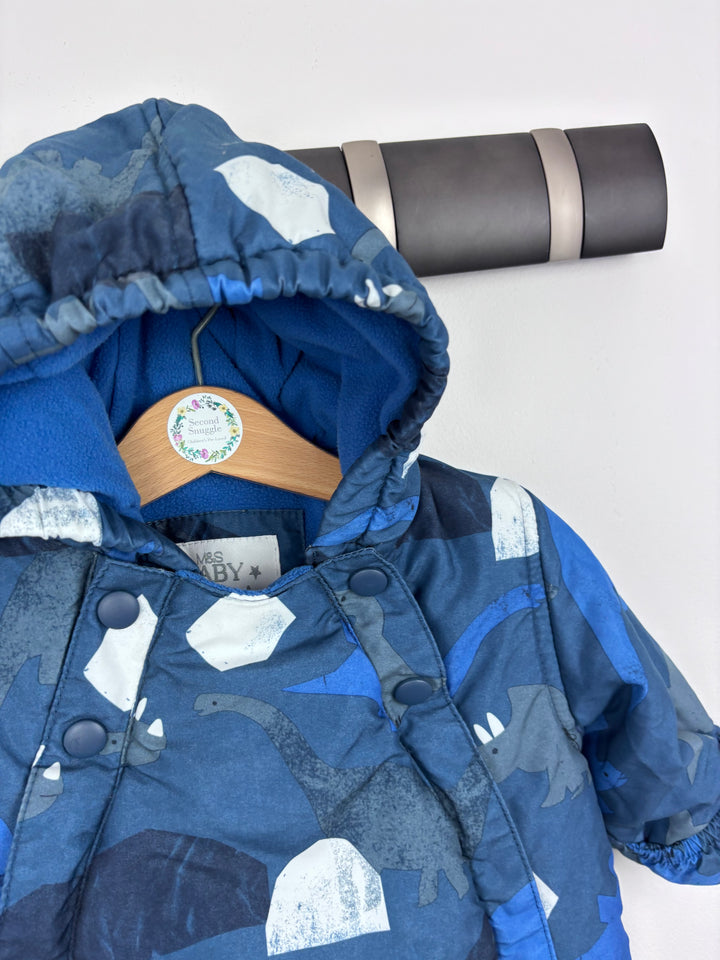 M&S Blue Dinosaur Snowsuit 3-6 Months-Snow Suits-Second Snuggle Preloved