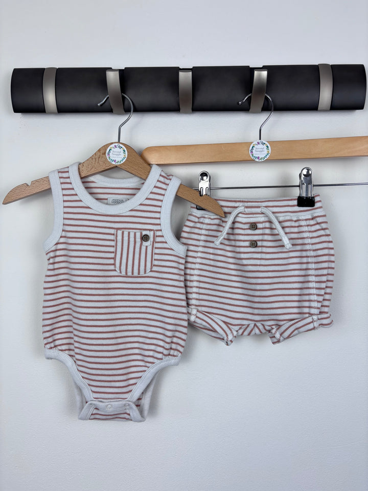 Mamas & Papas Striped Summer Set 3–6 Months-Sets-Second Snuggle Preloved