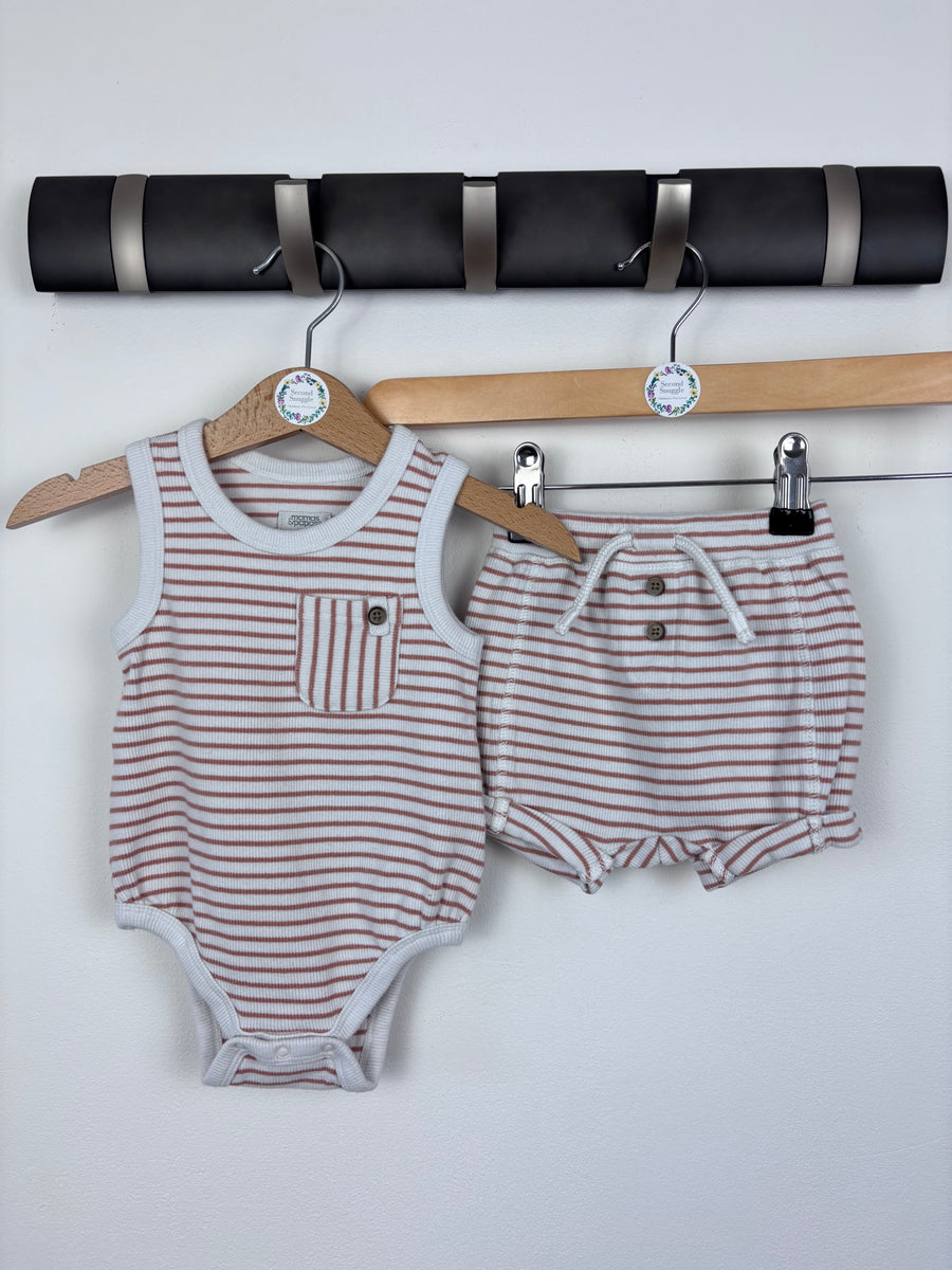 Mamas & Papas Striped Summer Set 3–6 Months-Sets-Second Snuggle Preloved