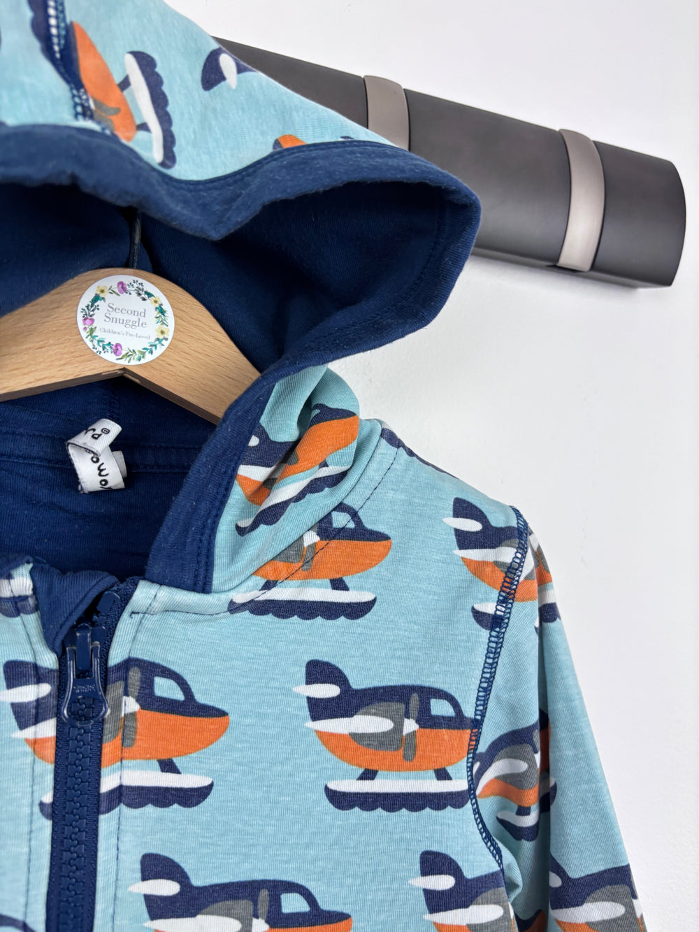 Maxomorra Plane Print Hoodie 98/104 (3-4 Years)-Hoodies-Second Snuggle Preloved