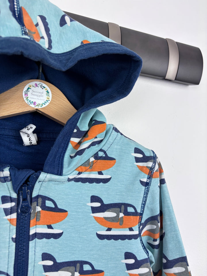 Maxomorra Plane Print Hoodie 98/104 (3-4 Years)-Hoodies-Second Snuggle Preloved