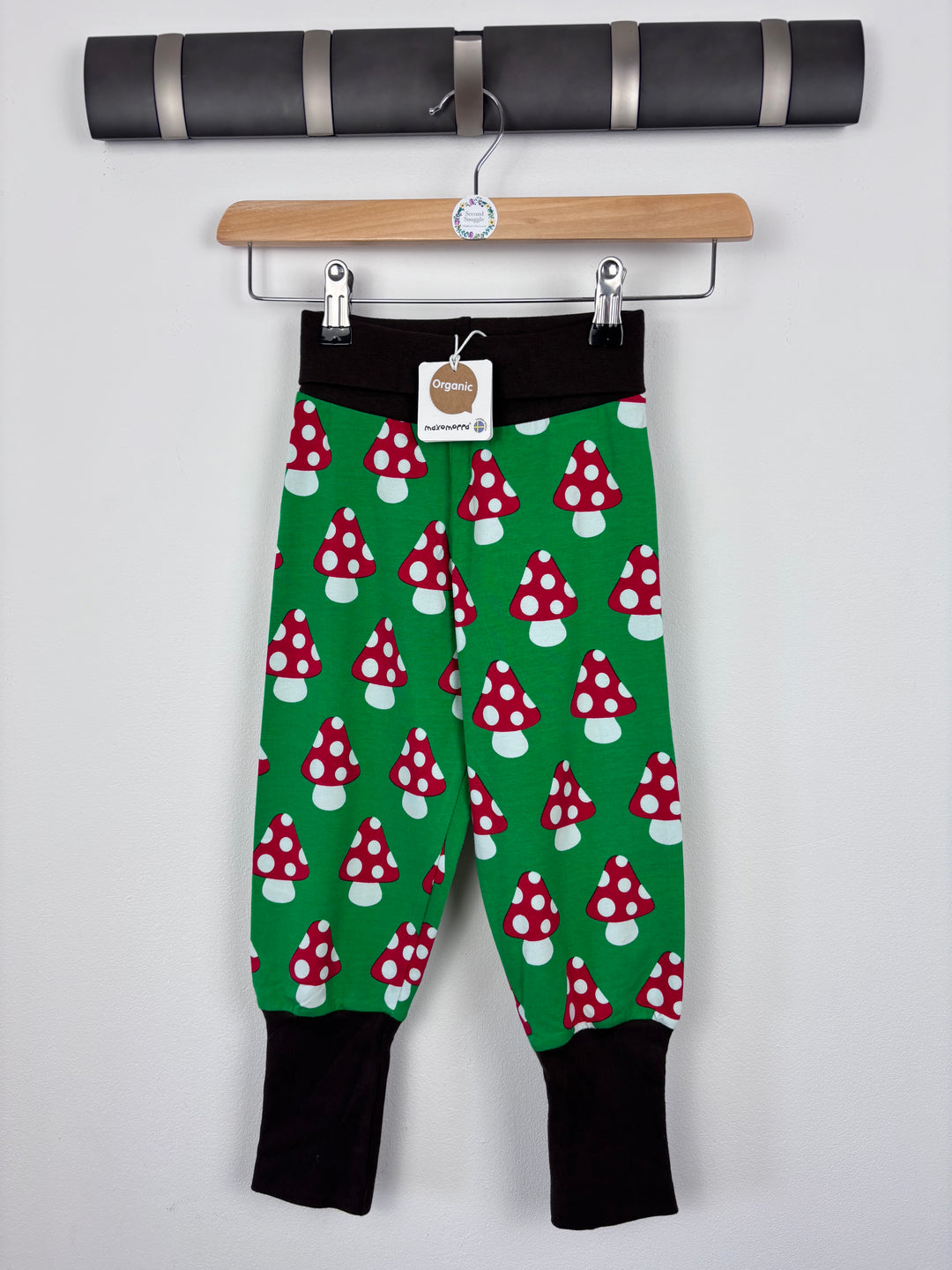 Maxomorra Mushroom Print Trousers 3-4 Years-Leggings-Second Snuggle Preloved