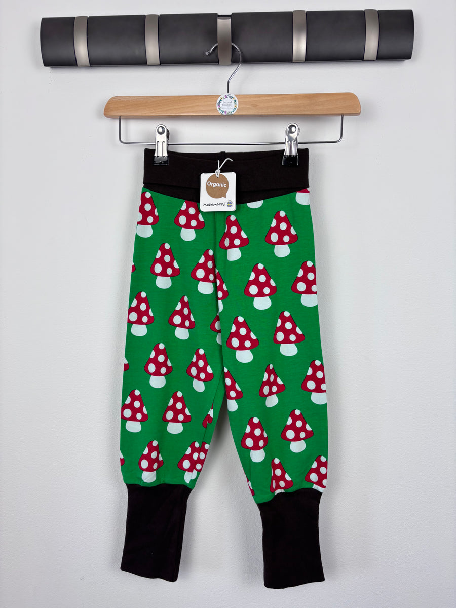 Maxomorra Mushroom Print Trousers 3-4 Years-Leggings-Second Snuggle Preloved