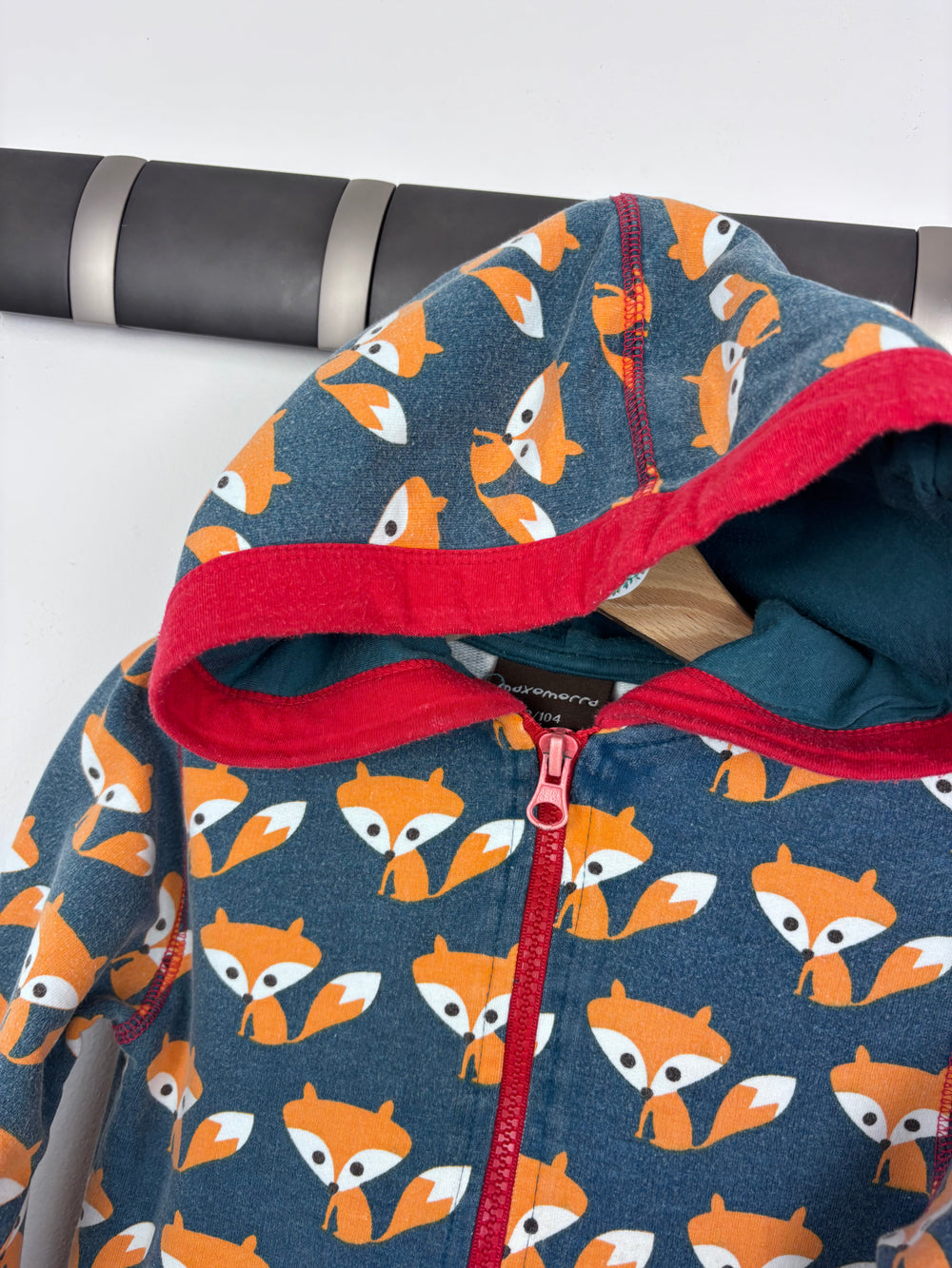 Maxomorra Fox Print Zip-Up Onesie 3-4 Years-All In One-Second Snuggle Preloved