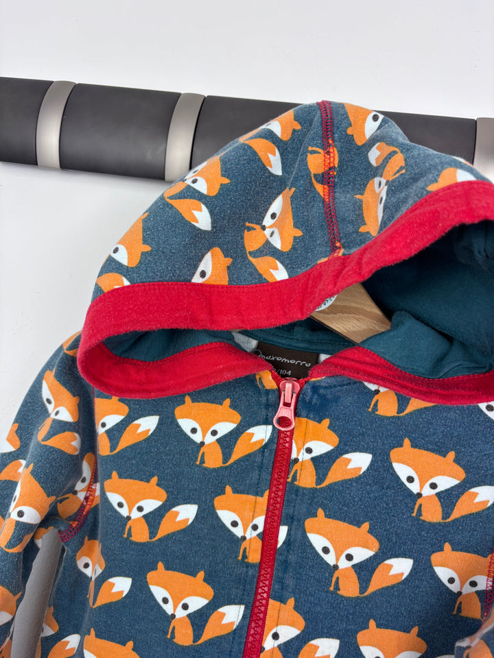 Maxomorra Fox Print Zip-Up Onesie 3-4 Years-All In One-Second Snuggle Preloved