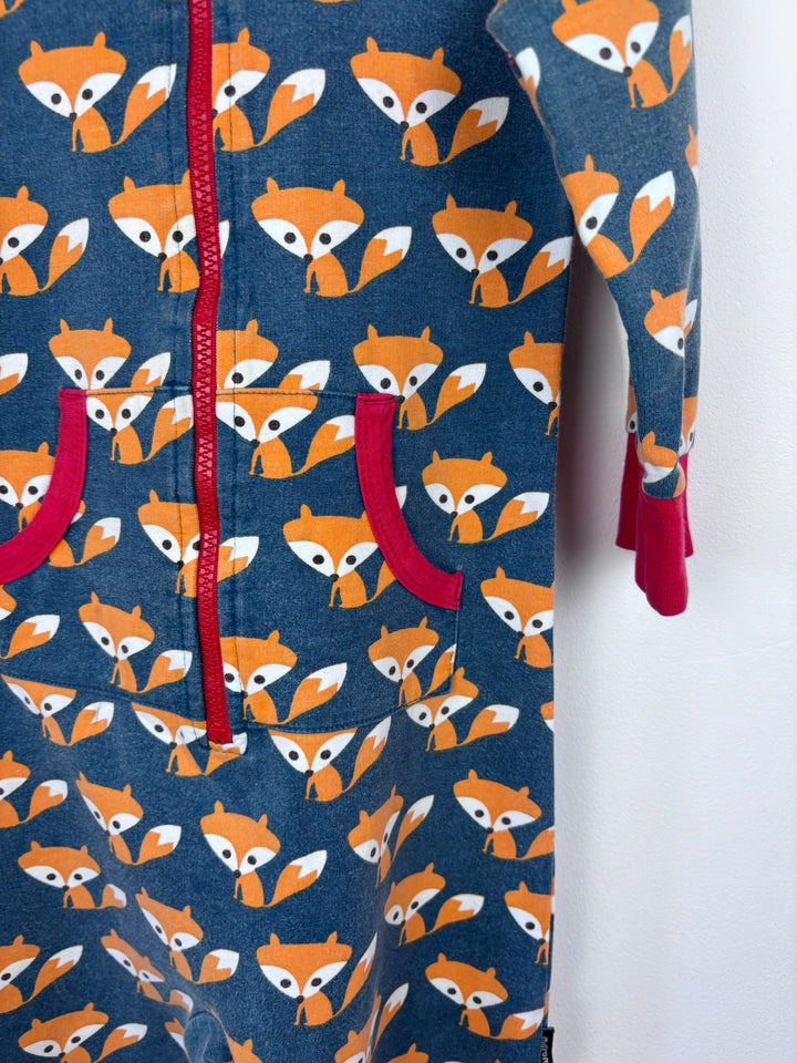 Maxomorra Fox Print Zip-Up Onesie 3-4 Years-All In One-Second Snuggle Preloved