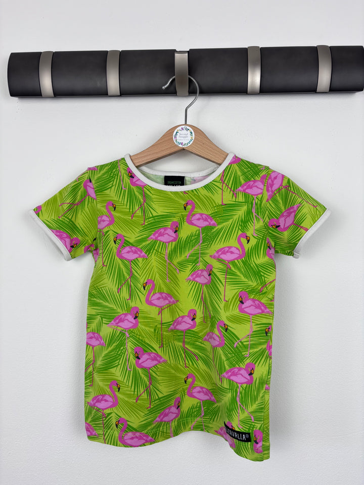 Villervalla Flamingo Print T-shirt 2-3 Years-Tops-Second Snuggle Preloved