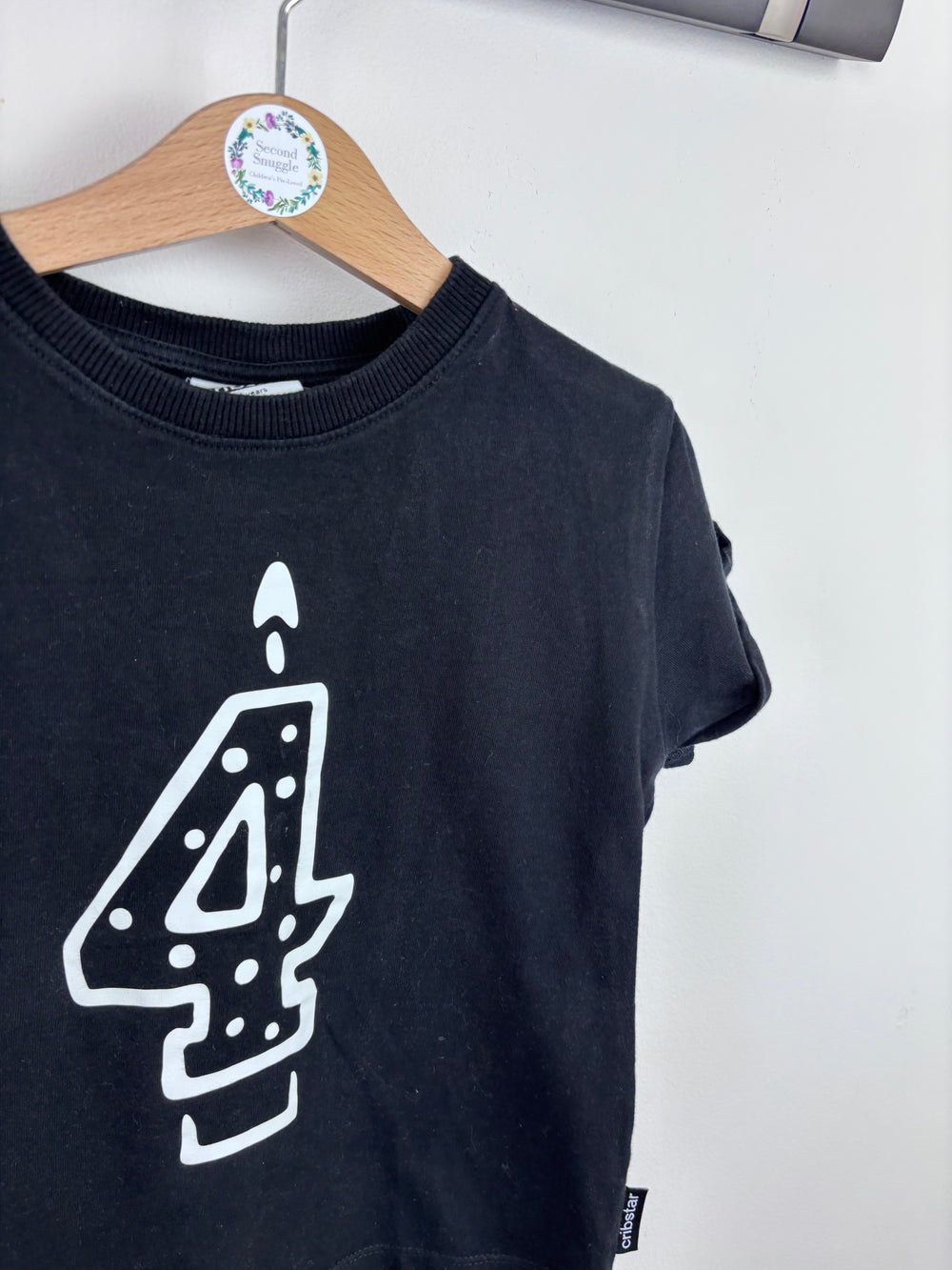 Cribstar Black Birthday Tee 4-5 Years-Tops-Second Snuggle Preloved