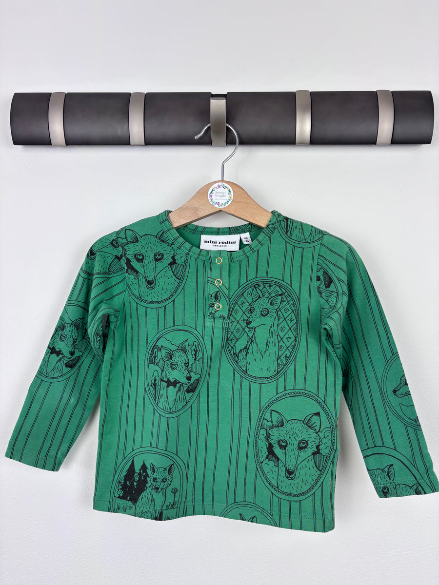 Mini Rodini Green Woodland Top 80/86 (12-18 Months)-Tops-Second Snuggle Preloved