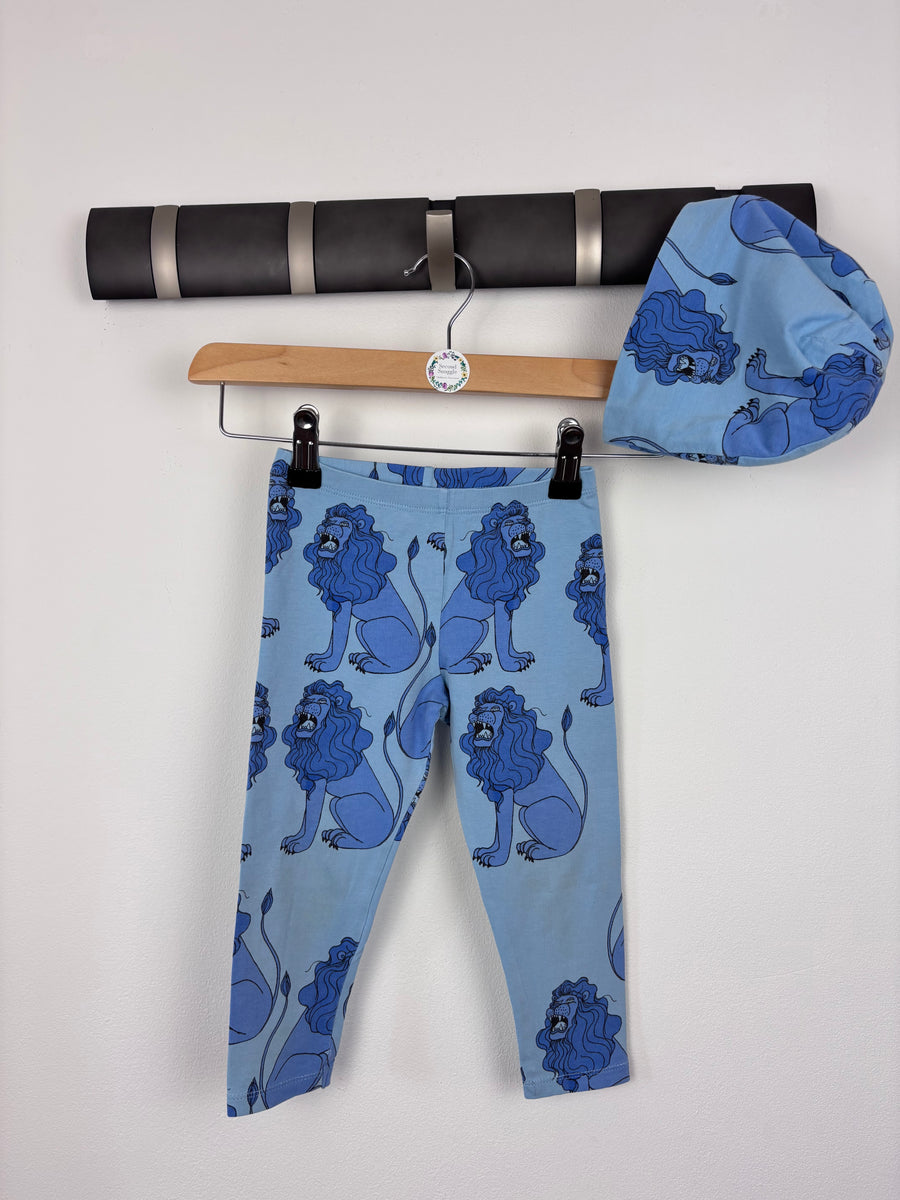 Mini Rodini Blue Lion Leggings and Hat 80/86 (12-18 Months)-Leggings-Second Snuggle Preloved