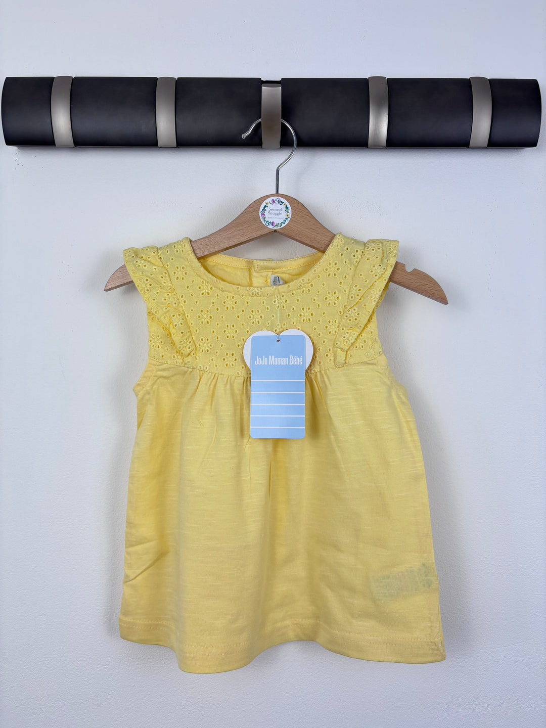 JoJo Maman Bebe Yellow Broderie Cotton Top 2-3 Years-Tops-Second Snuggle Preloved