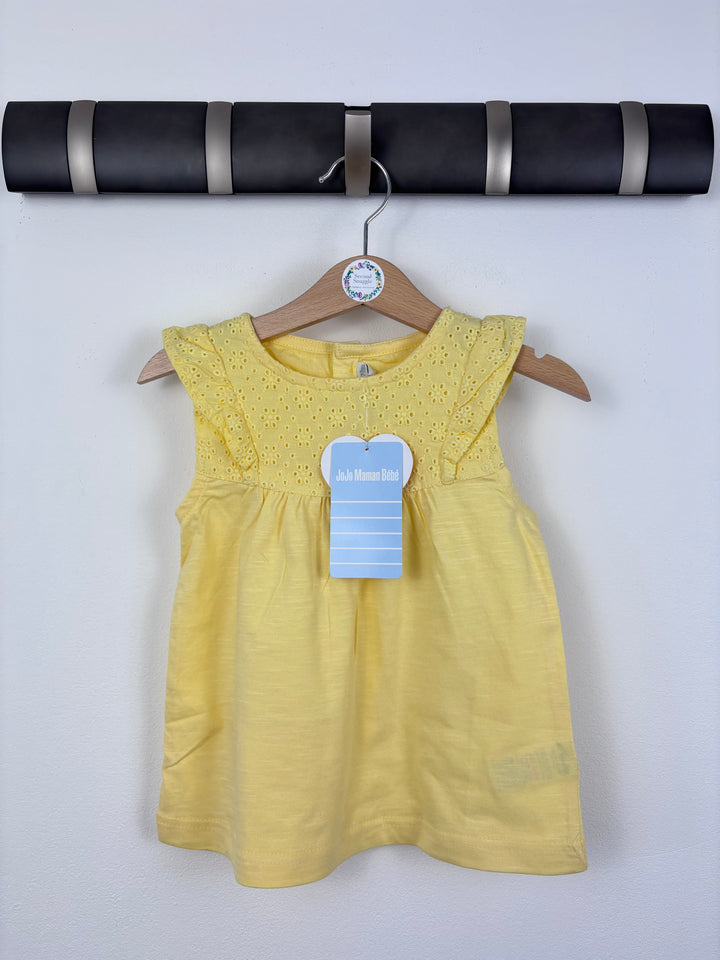 JoJo Maman Bebe Yellow Broderie Cotton Top 2-3 Years-Tops-Second Snuggle Preloved